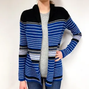 Blue Striped Cashmere Edge to Edge Cardigan Extra Small