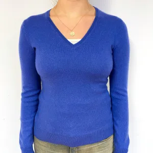 Bluebell Blue Cashmere V-Neck Jumper Small