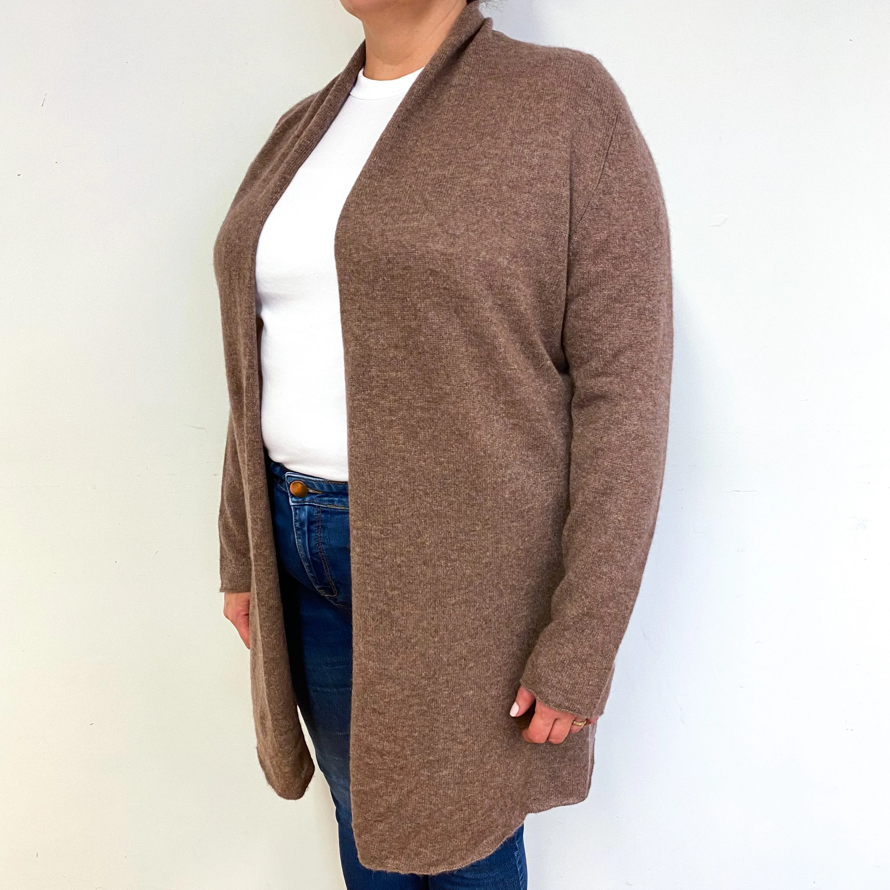 Blush Brown Cashmere Edge to Edge Cardigan Extra Large