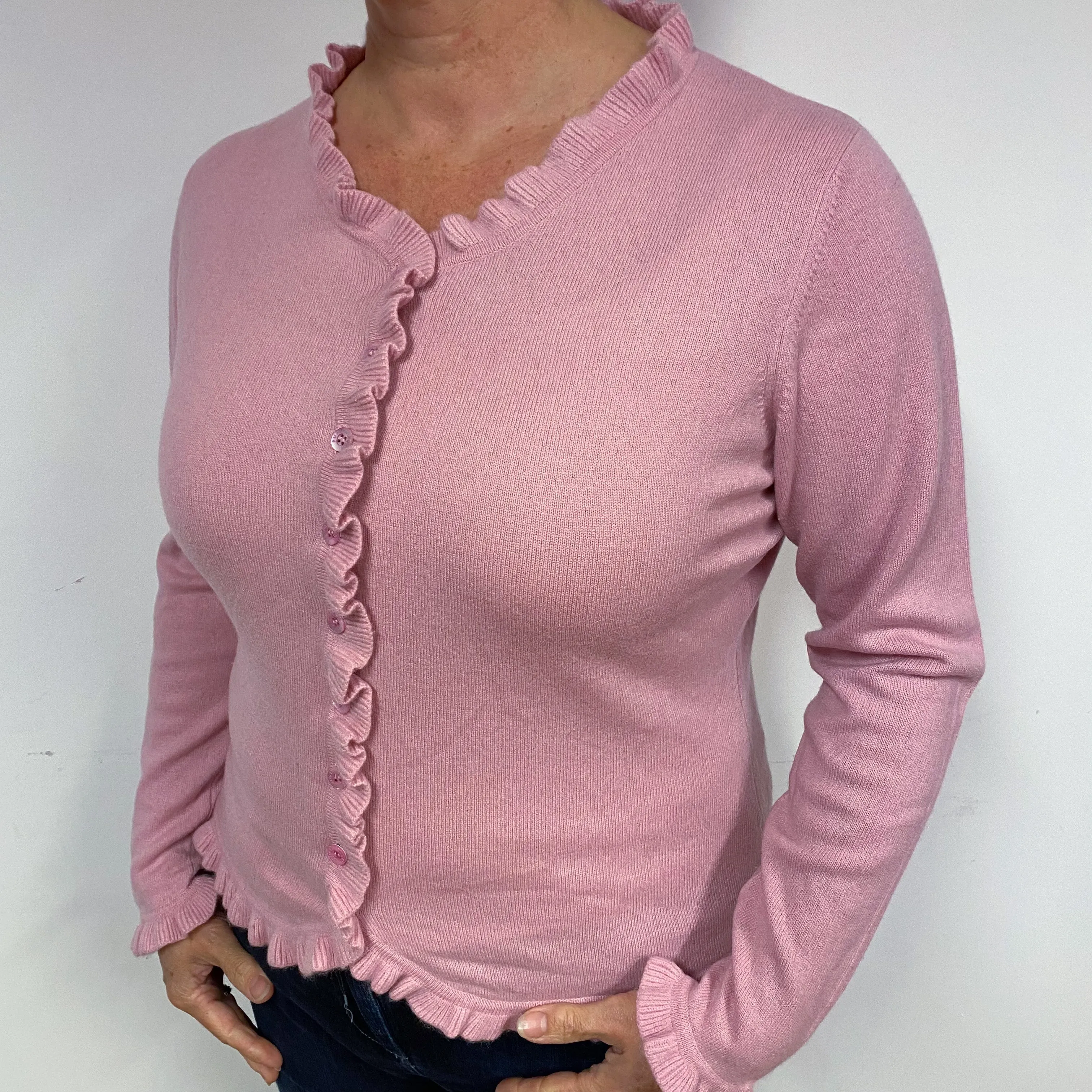 Blush Pink Cashmere Cardigan Large