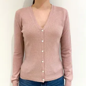 Blush Pink Cashmere V-Neck Cardigan Extra Small