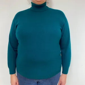 Bottle Green Cashmere Polo Neck Jumper Extra Large