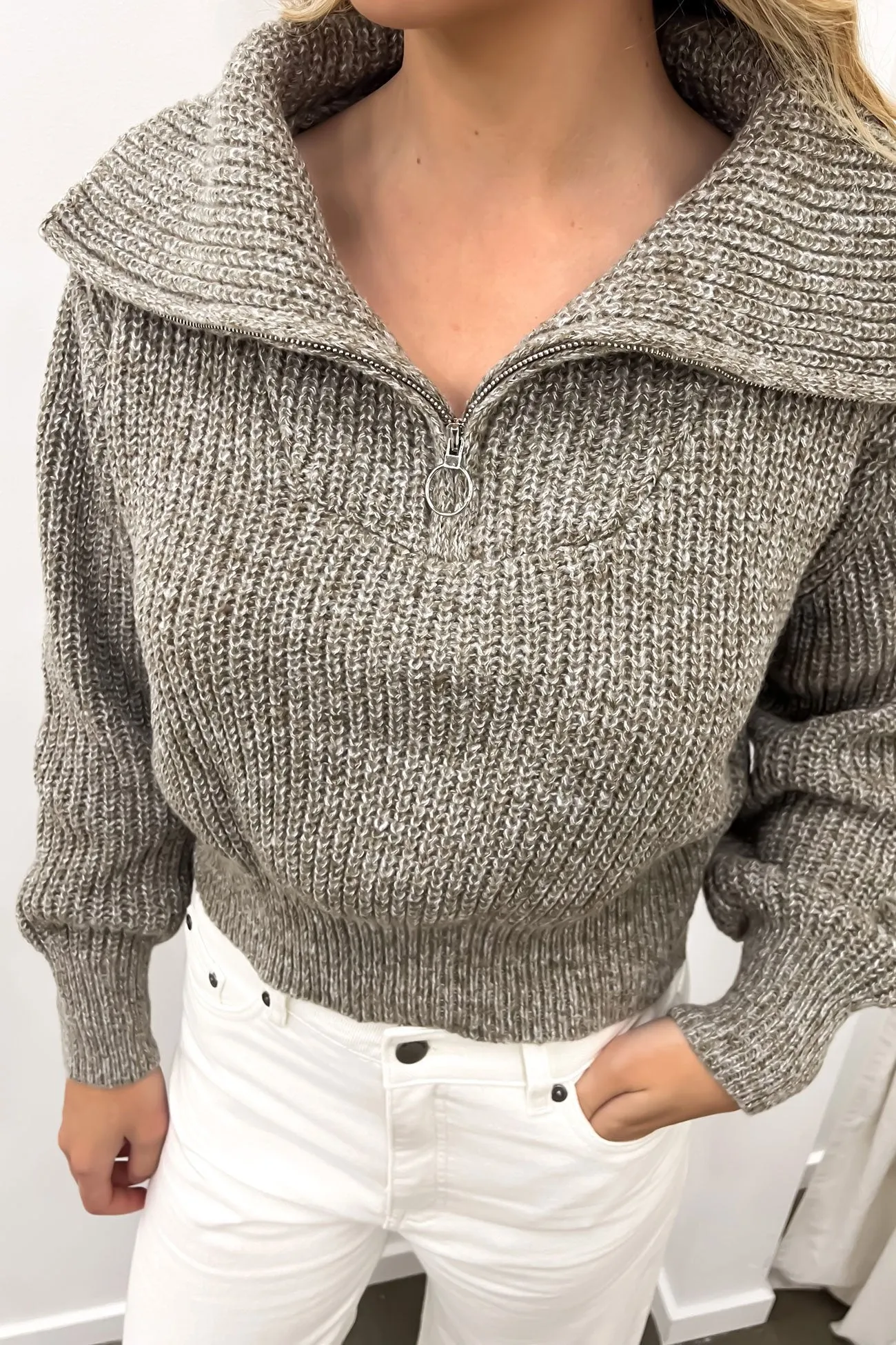 Briony 1/4 Zip Knit Jumper Mocha