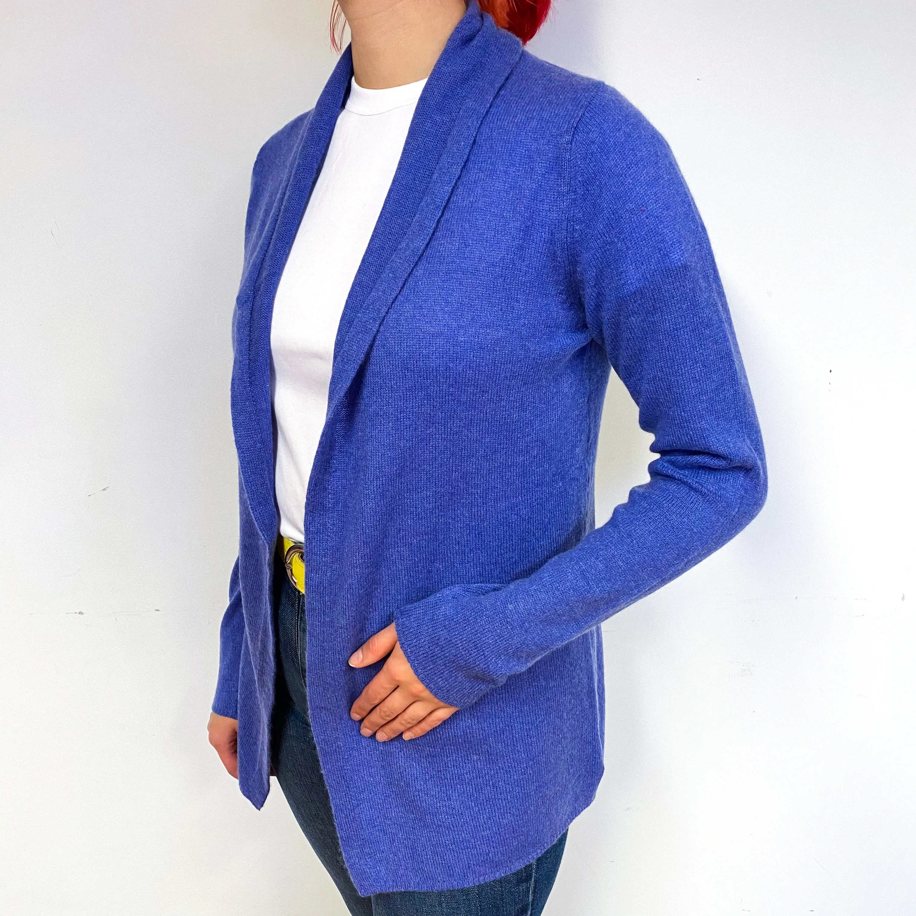 Brora Bluebell Purple Cashmere Edge to Edge Cardigan Small