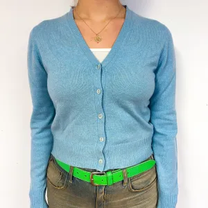 Brora Opal Green Cashmere V-Neck Cardigan Small