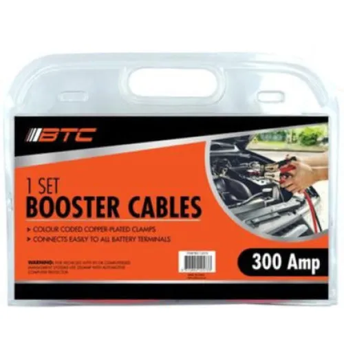 BTC Booster Jumpstart Cables | 300Amp Copper-Plated Clamps