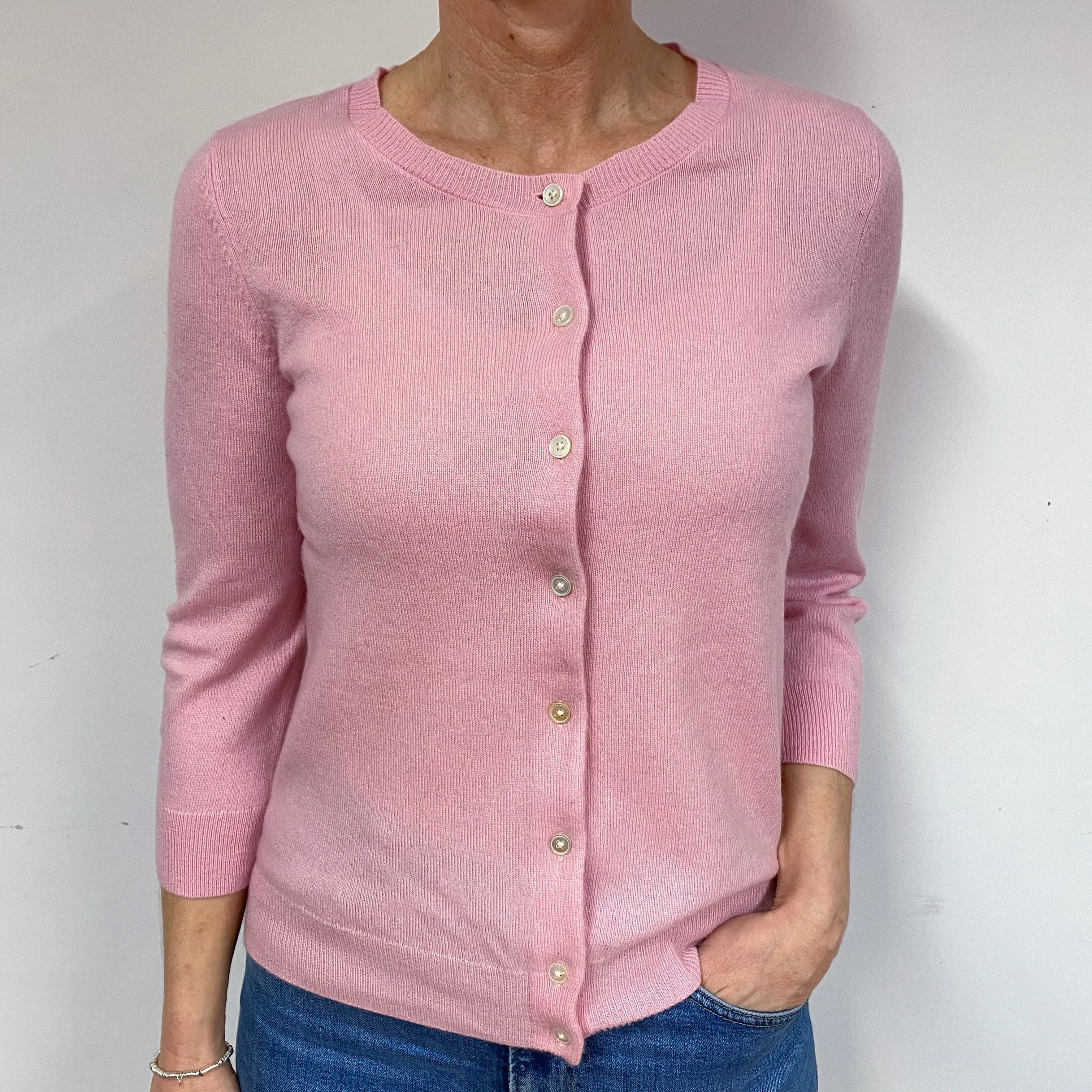 Bubblegum Pink Cashmere Cardigan Medium