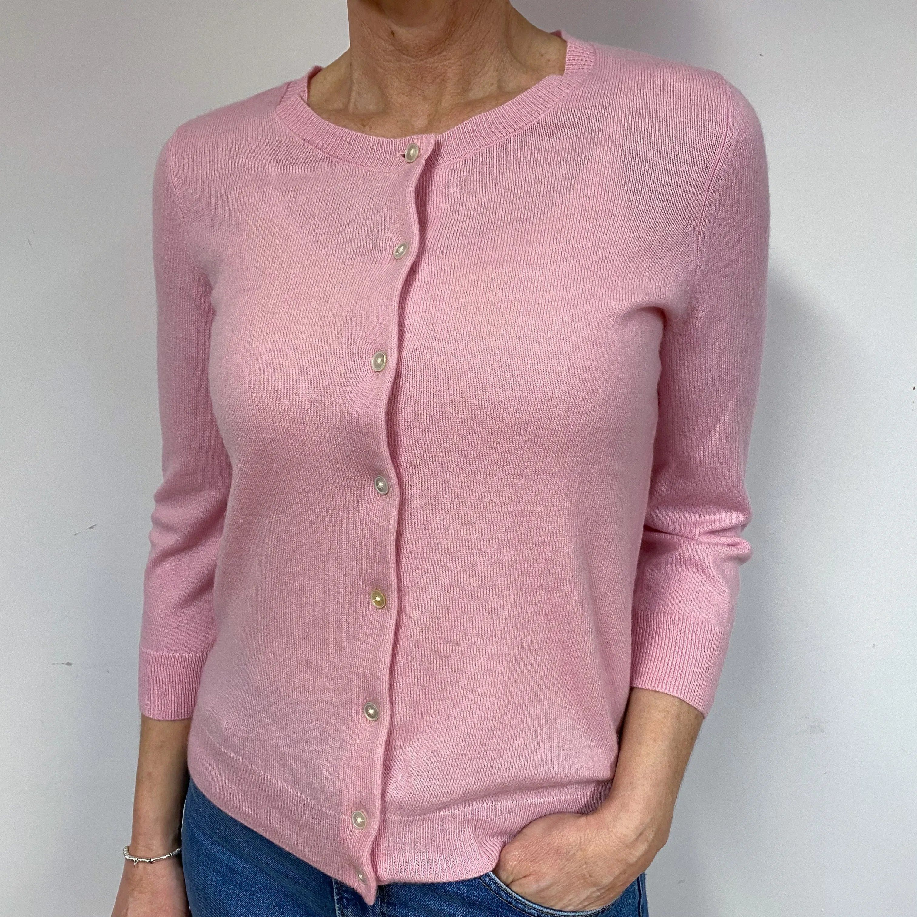 Bubblegum Pink Cashmere Cardigan Medium