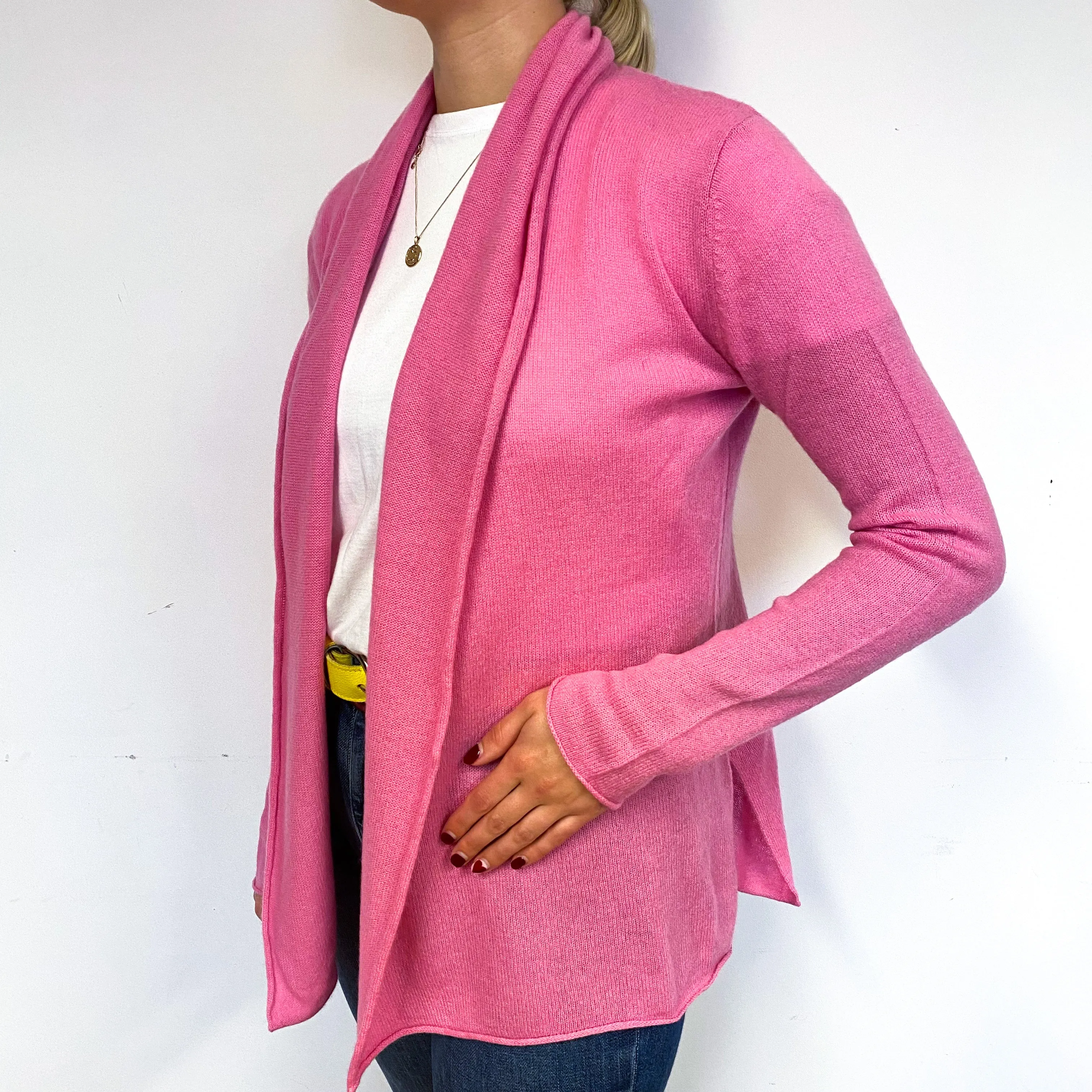 Bubblegum Pink Cashmere Edge to Edge Cardigan Small