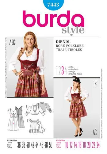 Burda Pattern 7443 Dirndl Costume Dress