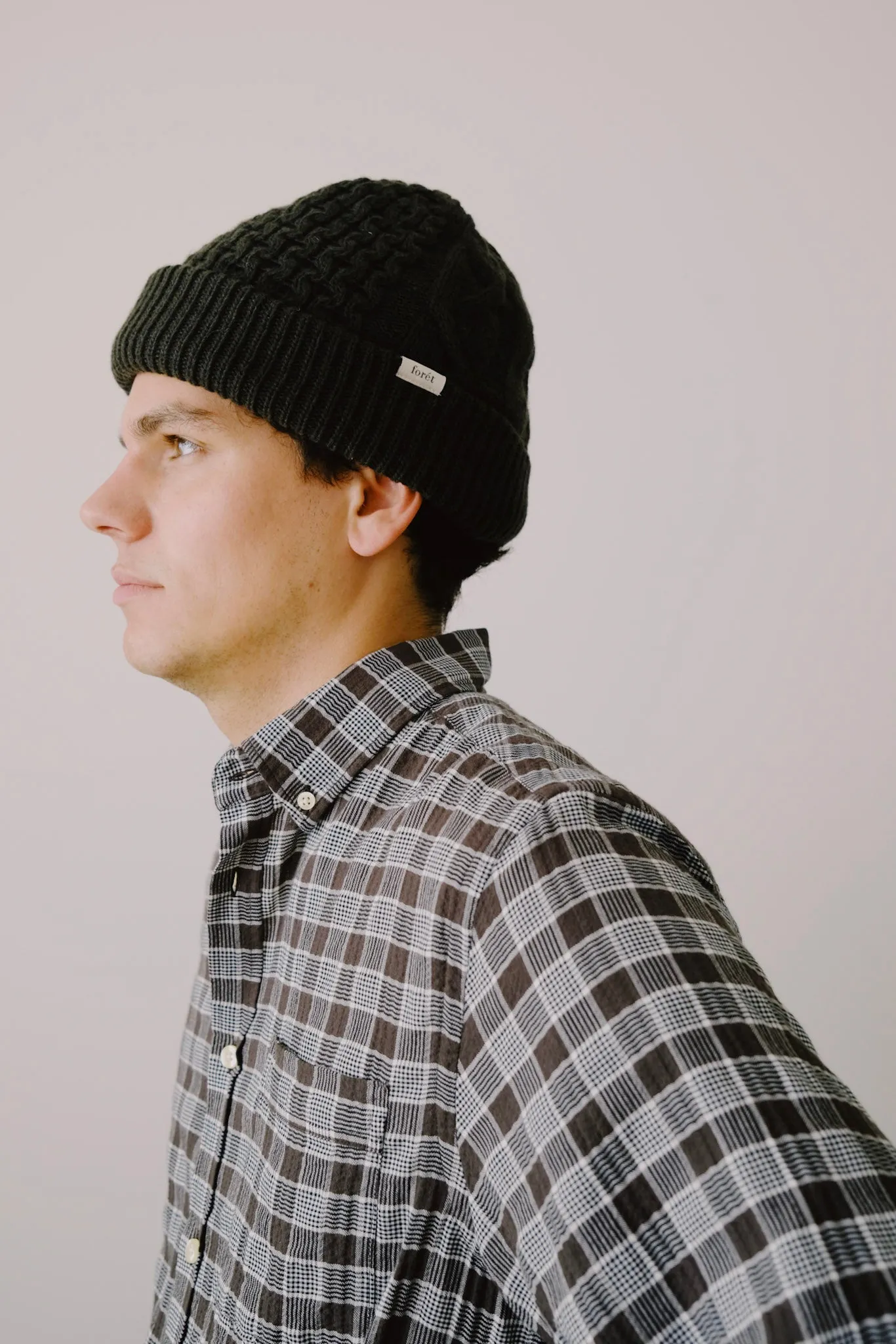 cable beanie - dark moss