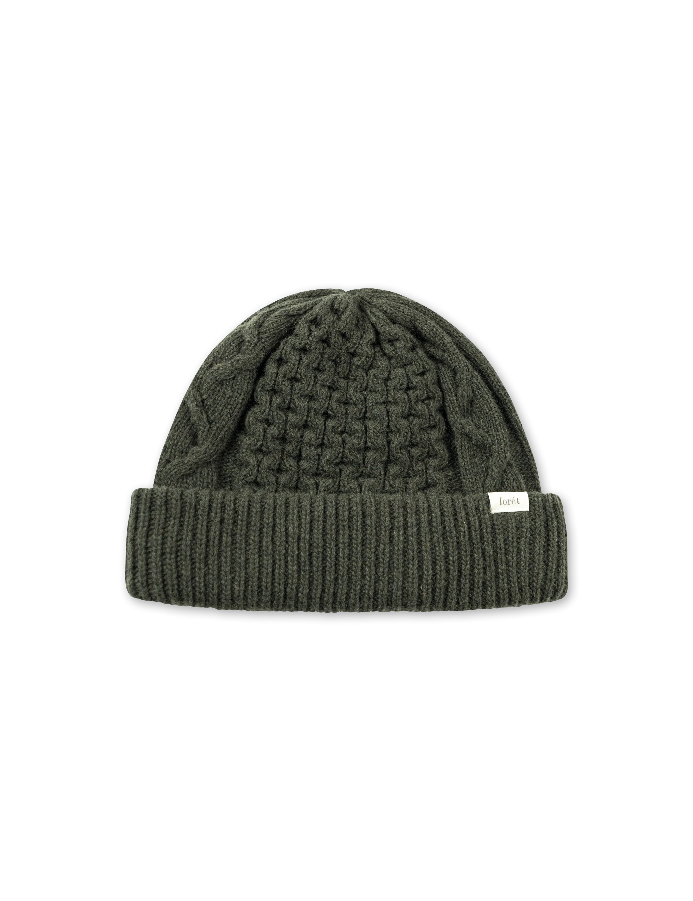 cable beanie - dark moss