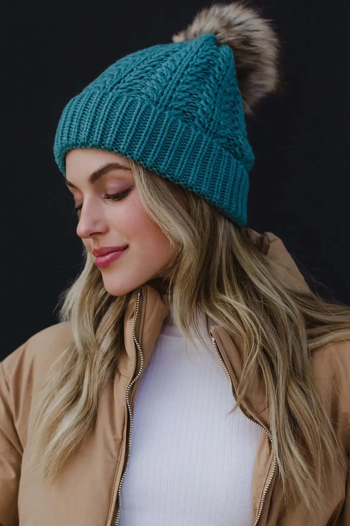 Cable Knit Pom Hat