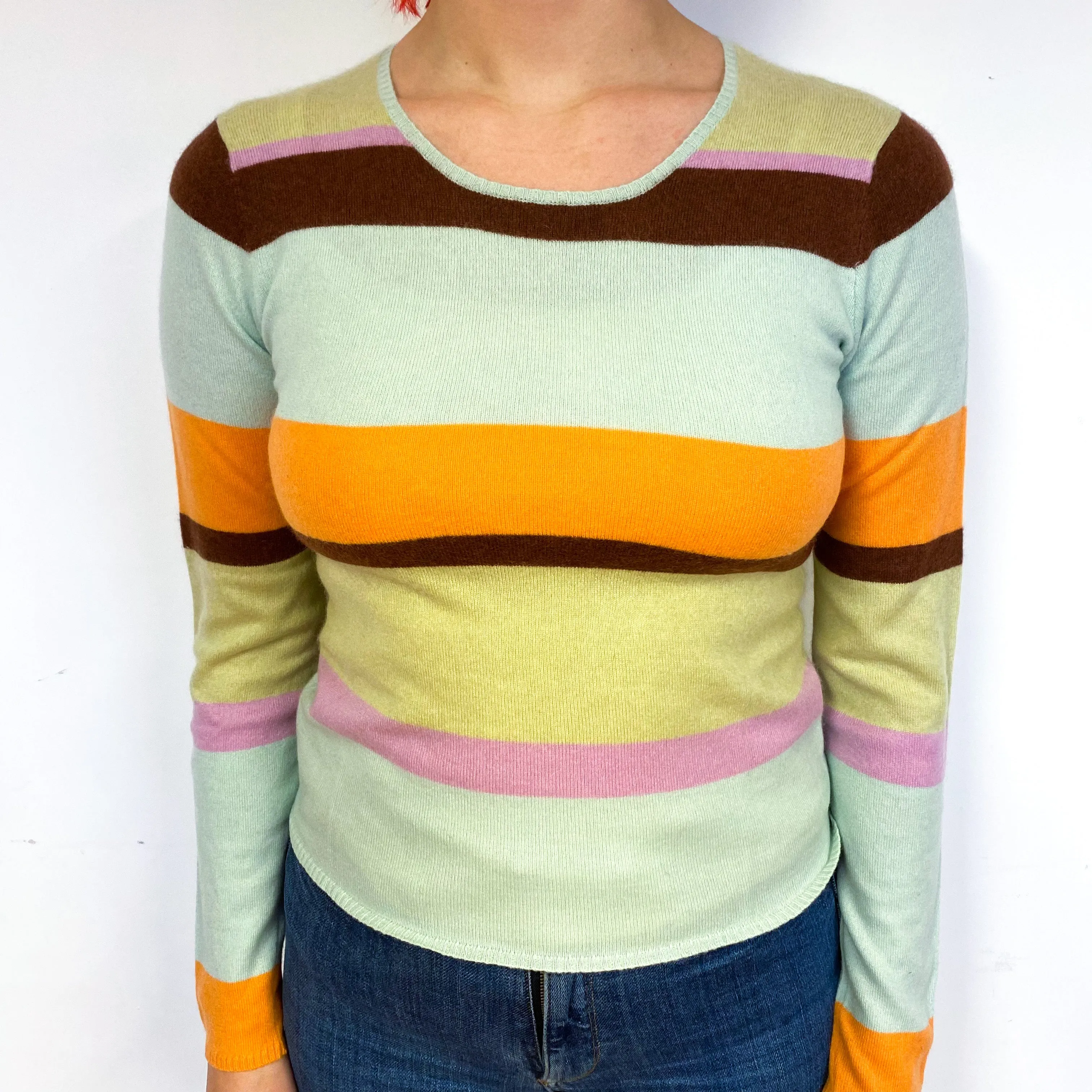 Candy Striped Cashmere Crew Neck Jumper Small