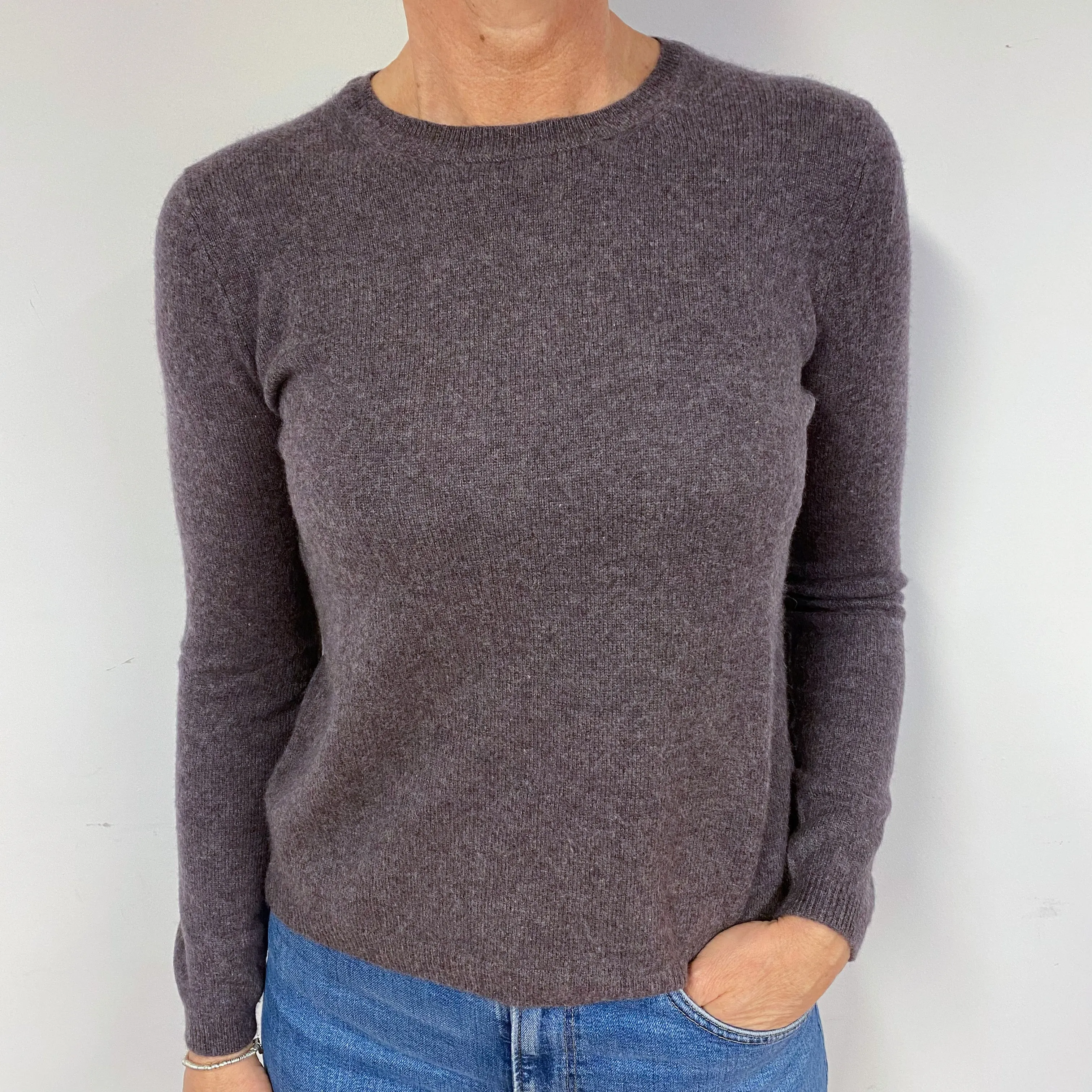 Cappuccino Brown Cashmere Crew Neck Jumper Medium