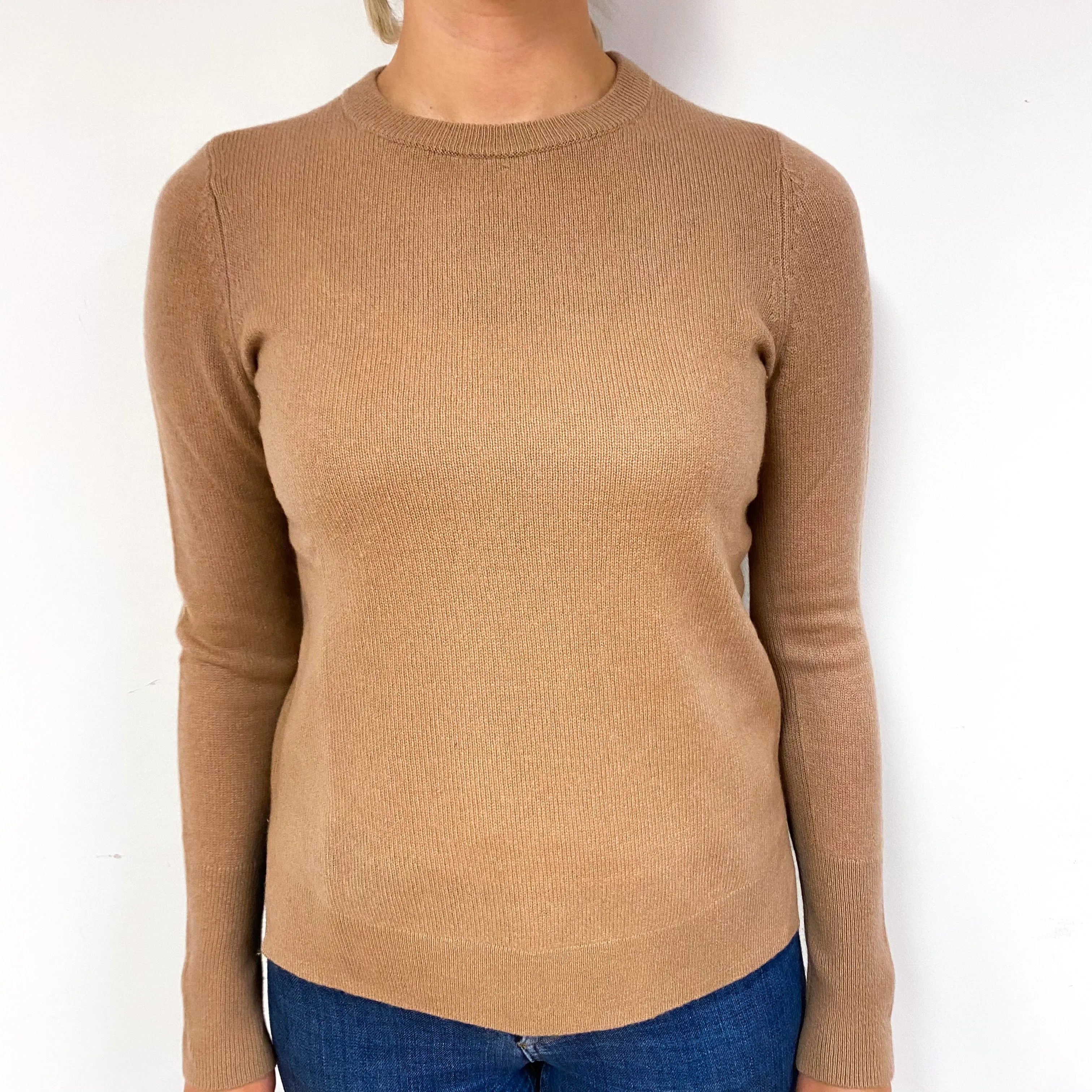 Caramel Brown Cashmere Crew Neck Jumper Small