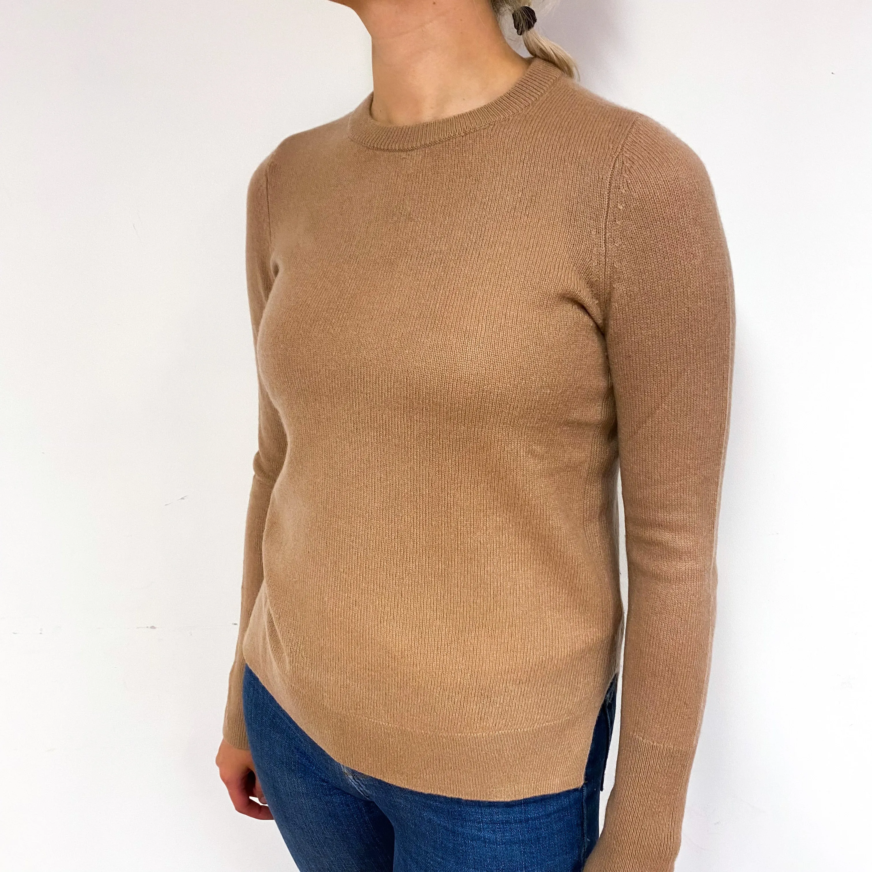 Caramel Brown Cashmere Crew Neck Jumper Small