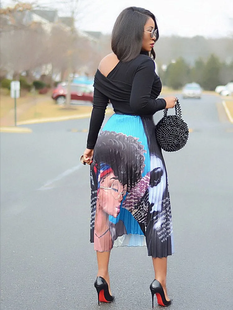 Cartoon Pleated Skirt