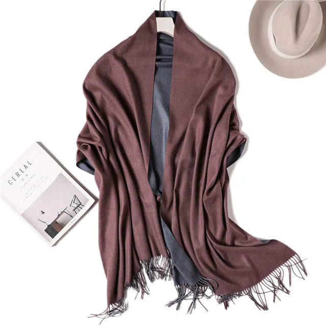 Cashmere Scarf Solid Colored Tassel Bandana Shawl #1793