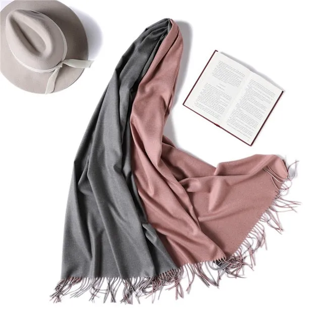 Cashmere Scarf Solid Colored Tassel Bandana Shawl #1793