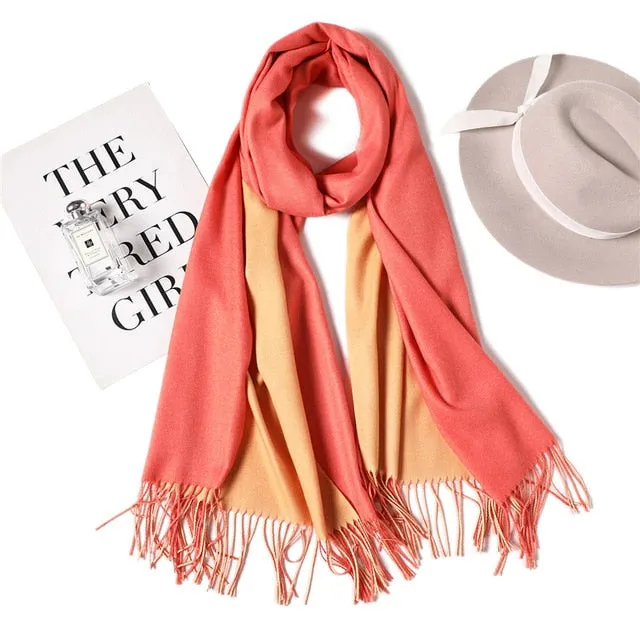 Cashmere Scarf Solid Colored Tassel Bandana Shawl #1793