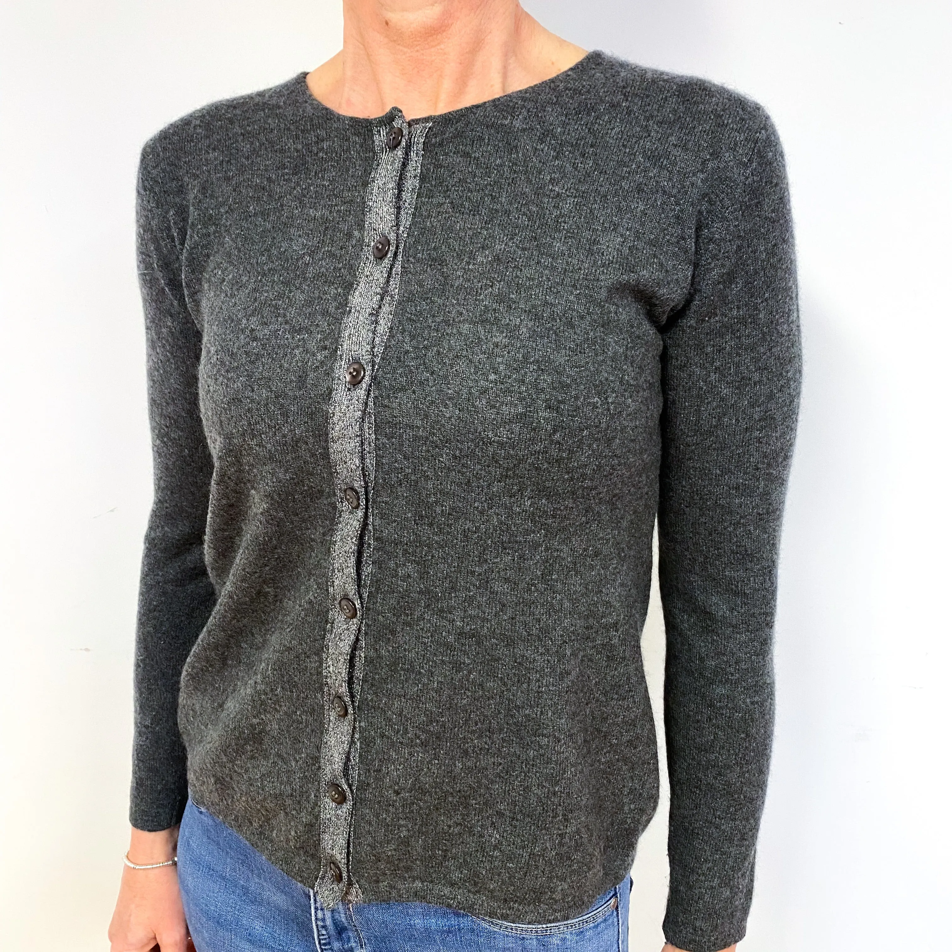 Charcoal Sparkly Cashmere Cardigan Medium