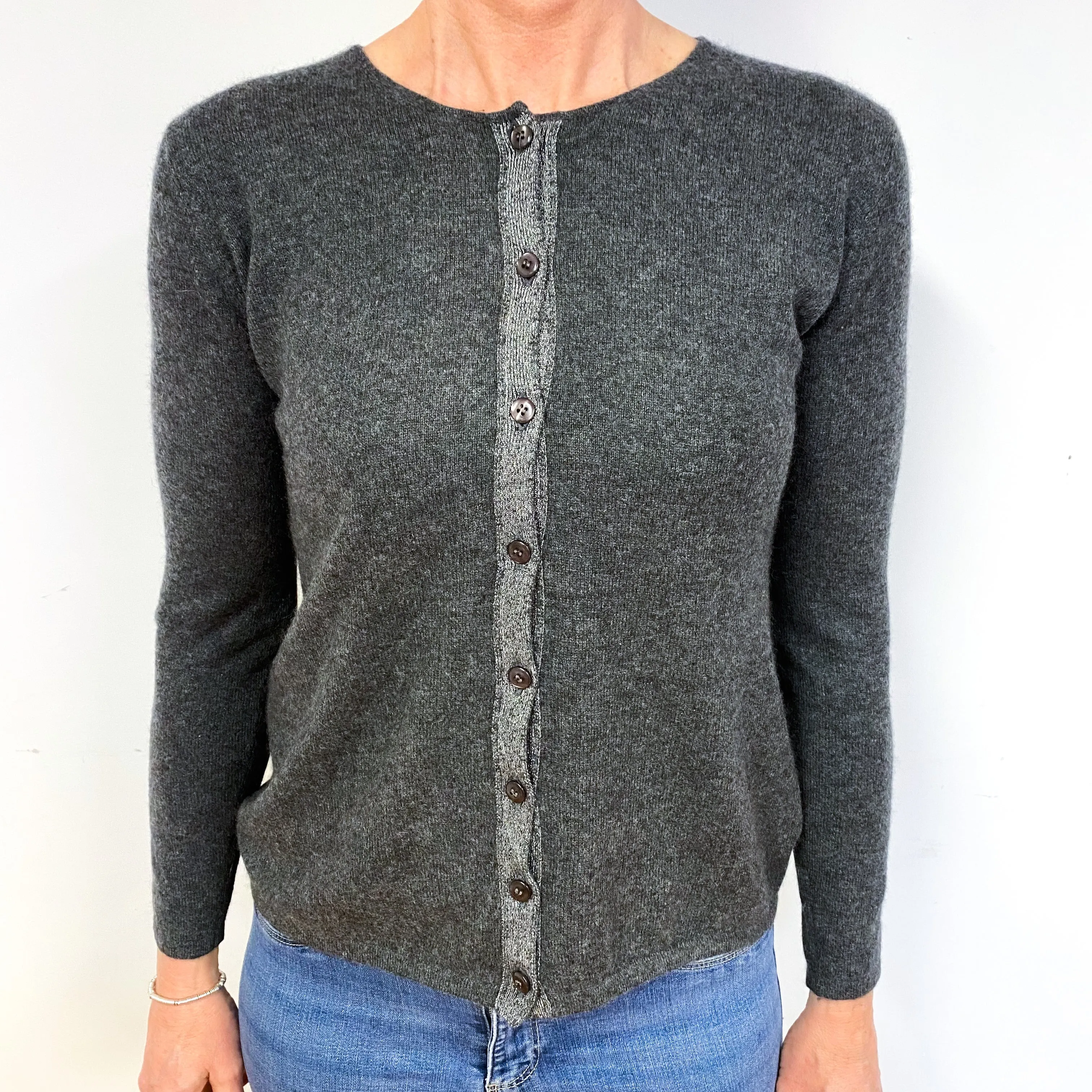 Charcoal Sparkly Cashmere Cardigan Medium