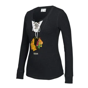 Chicago Blackhawks Lace Up Women's Henley Shirt