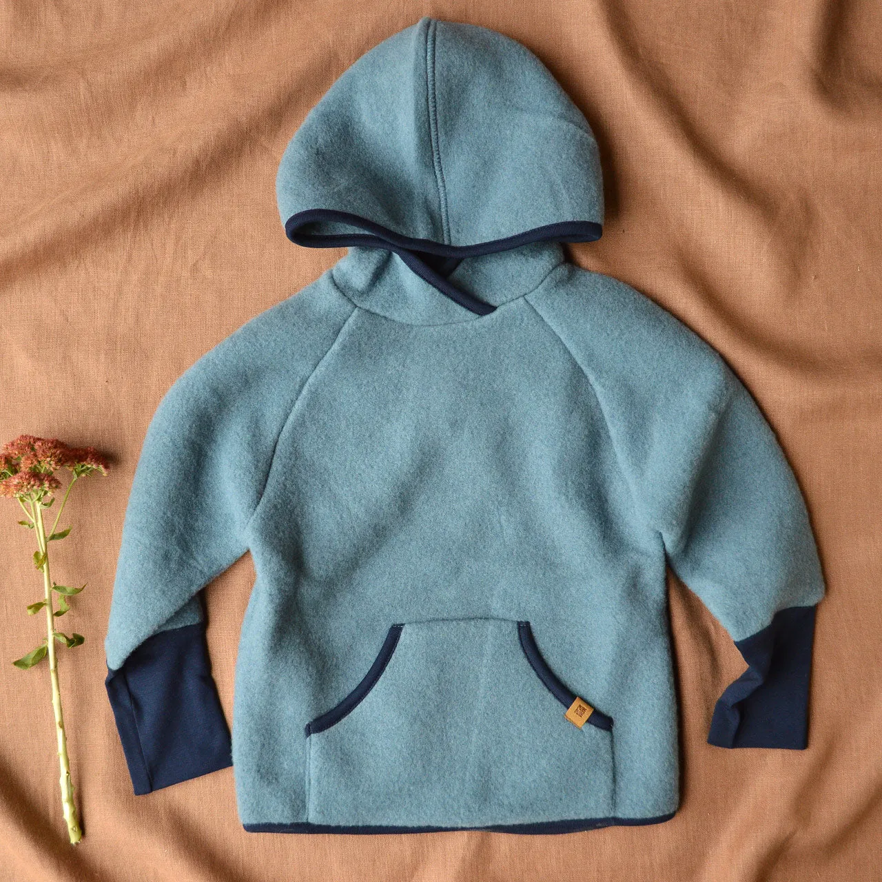 Child's Hoody - 100% Organic Wool Fleece - Storm Blue (2-8y)