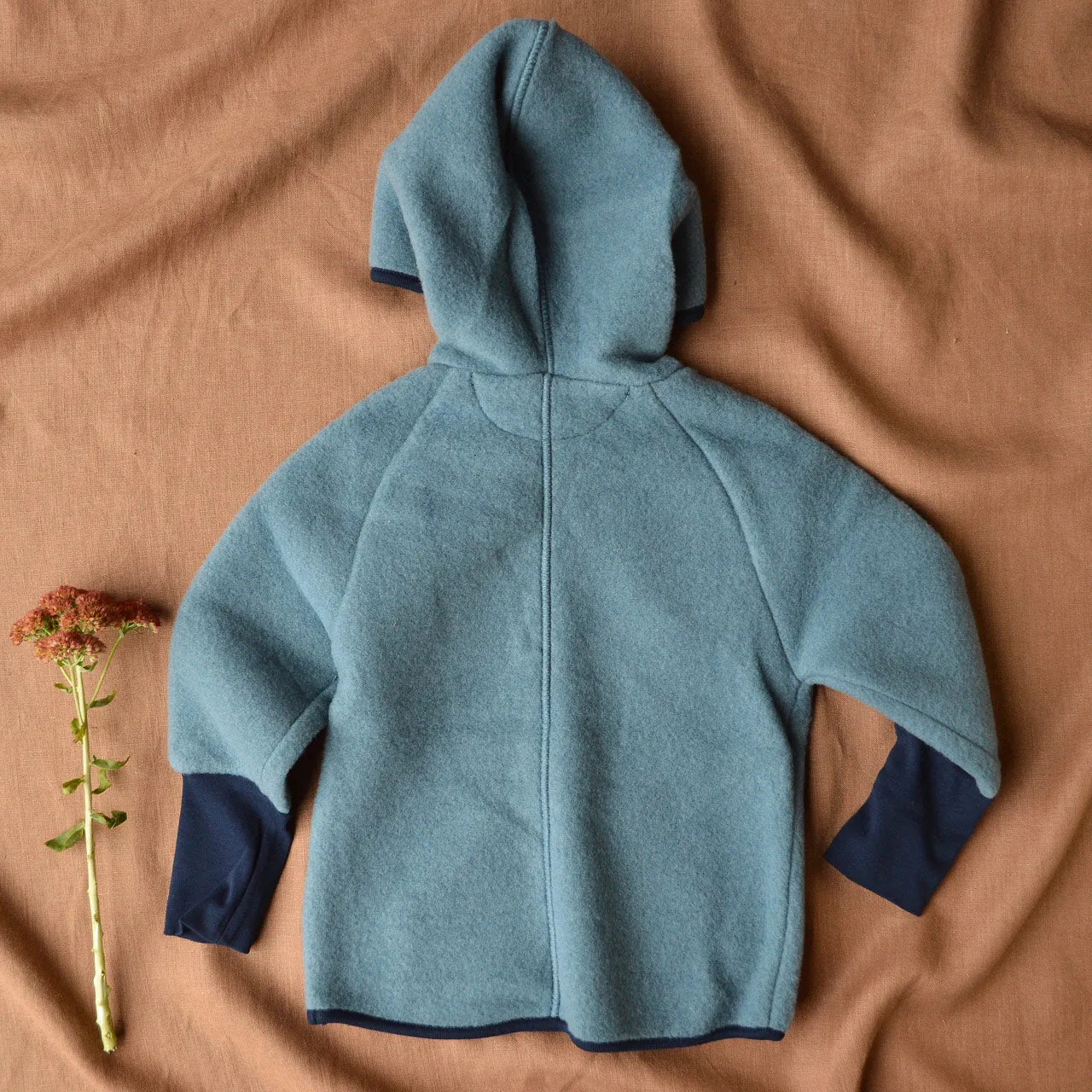 Child's Hoody - 100% Organic Wool Fleece - Storm Blue (2-8y)