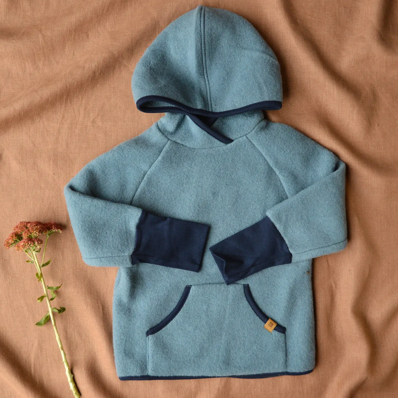 Child's Hoody - 100% Organic Wool Fleece - Storm Blue (2-8y)