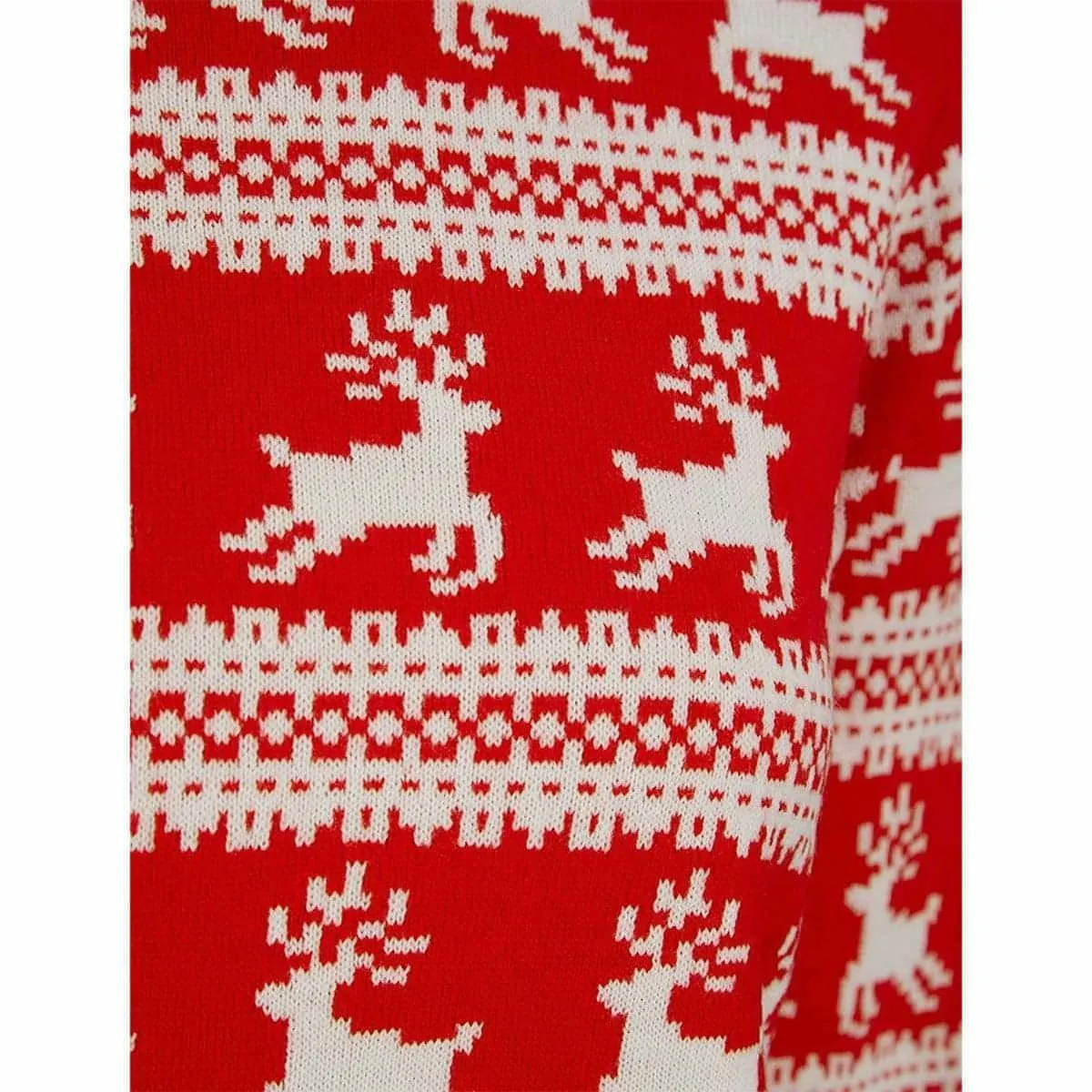 Christmas Leaping Reindeer Print Womens Christmas Jumper - Red