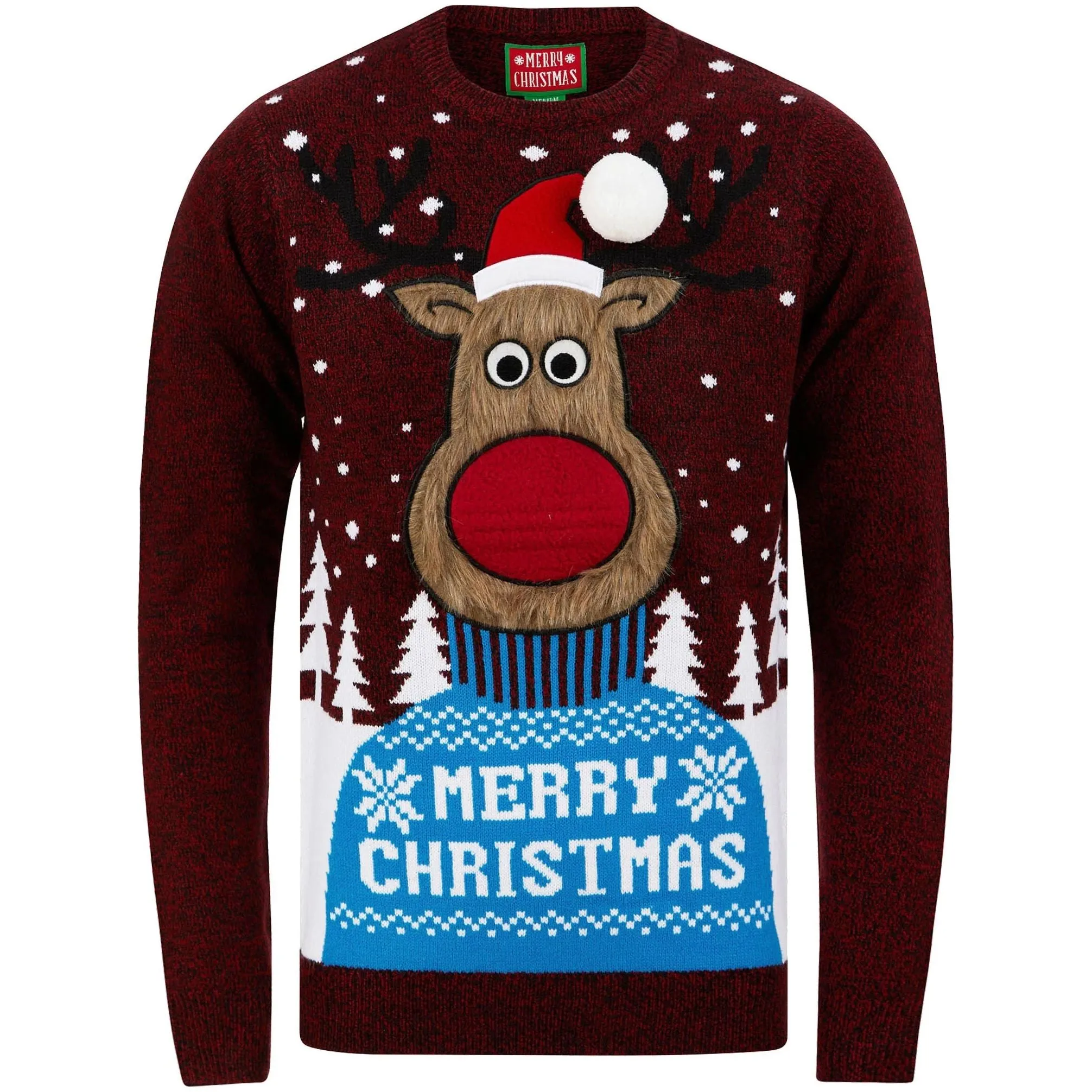 Christmas Merry Deer Mens Jumper - Red