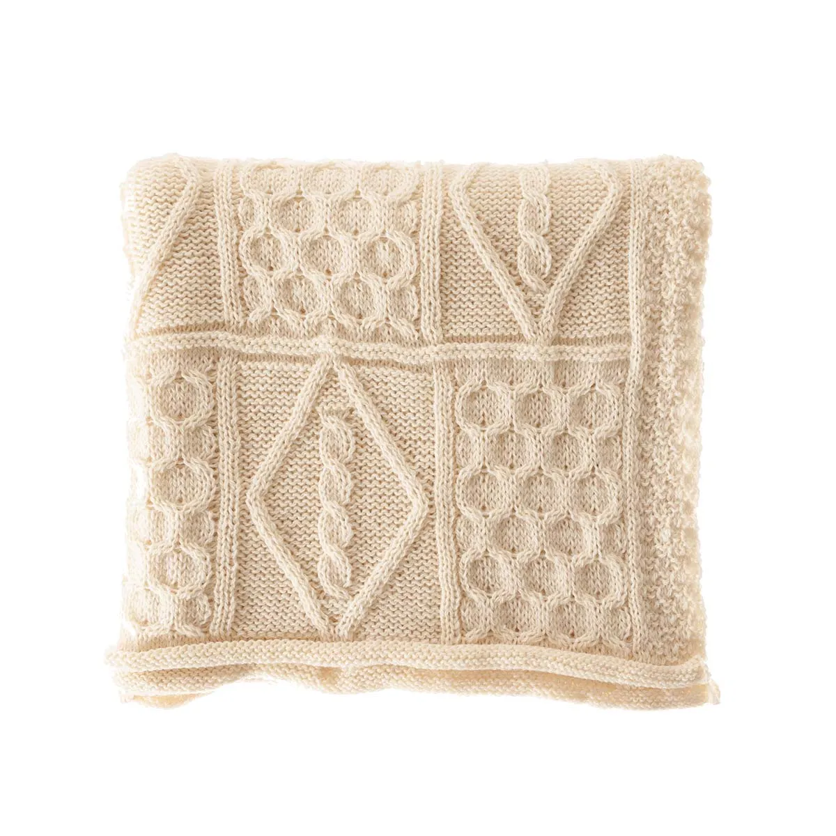 Chunky Aran Knit Throw Ecru