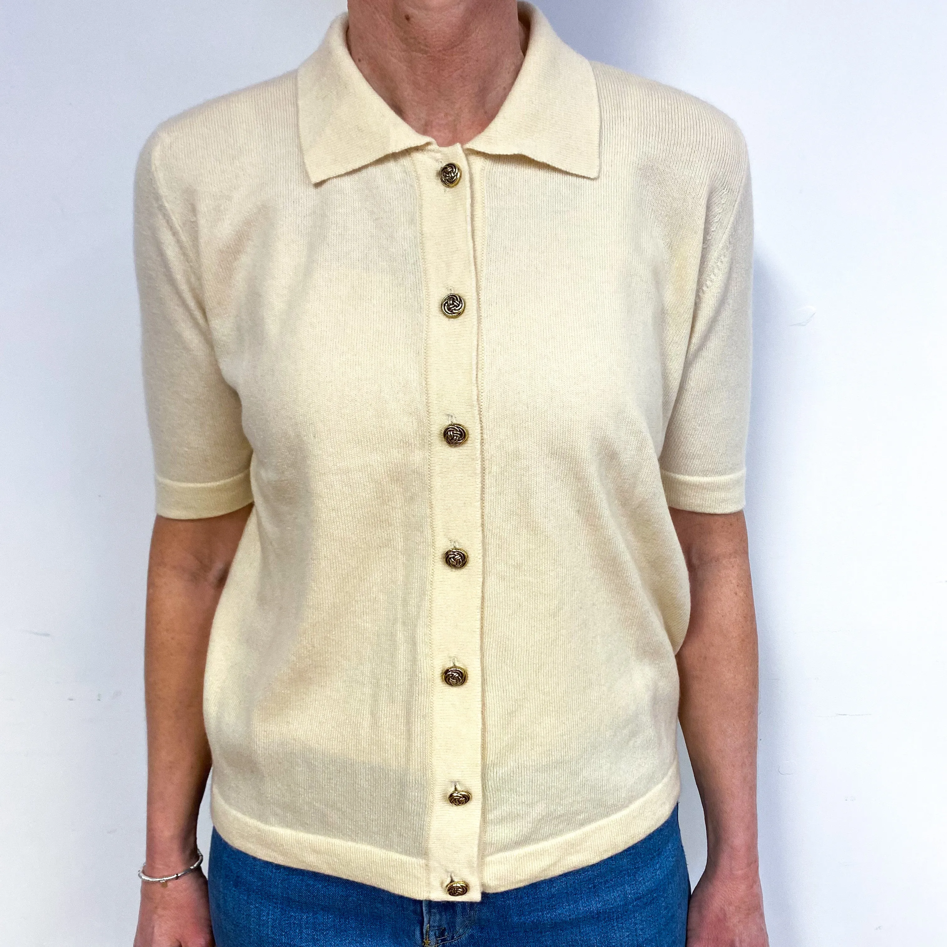 Clotted Cream Cashmere Short Sleeve Cardigan Medium