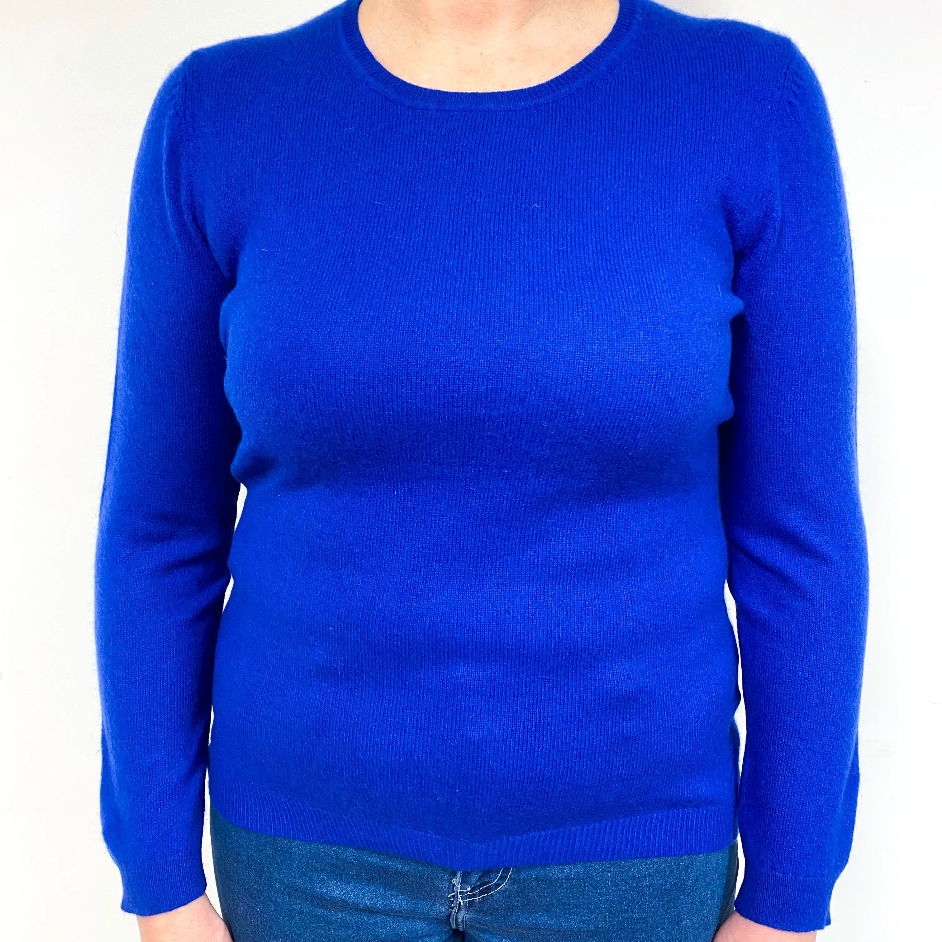 Cobalt Blue Cashmere Crew Neck Jumper Large