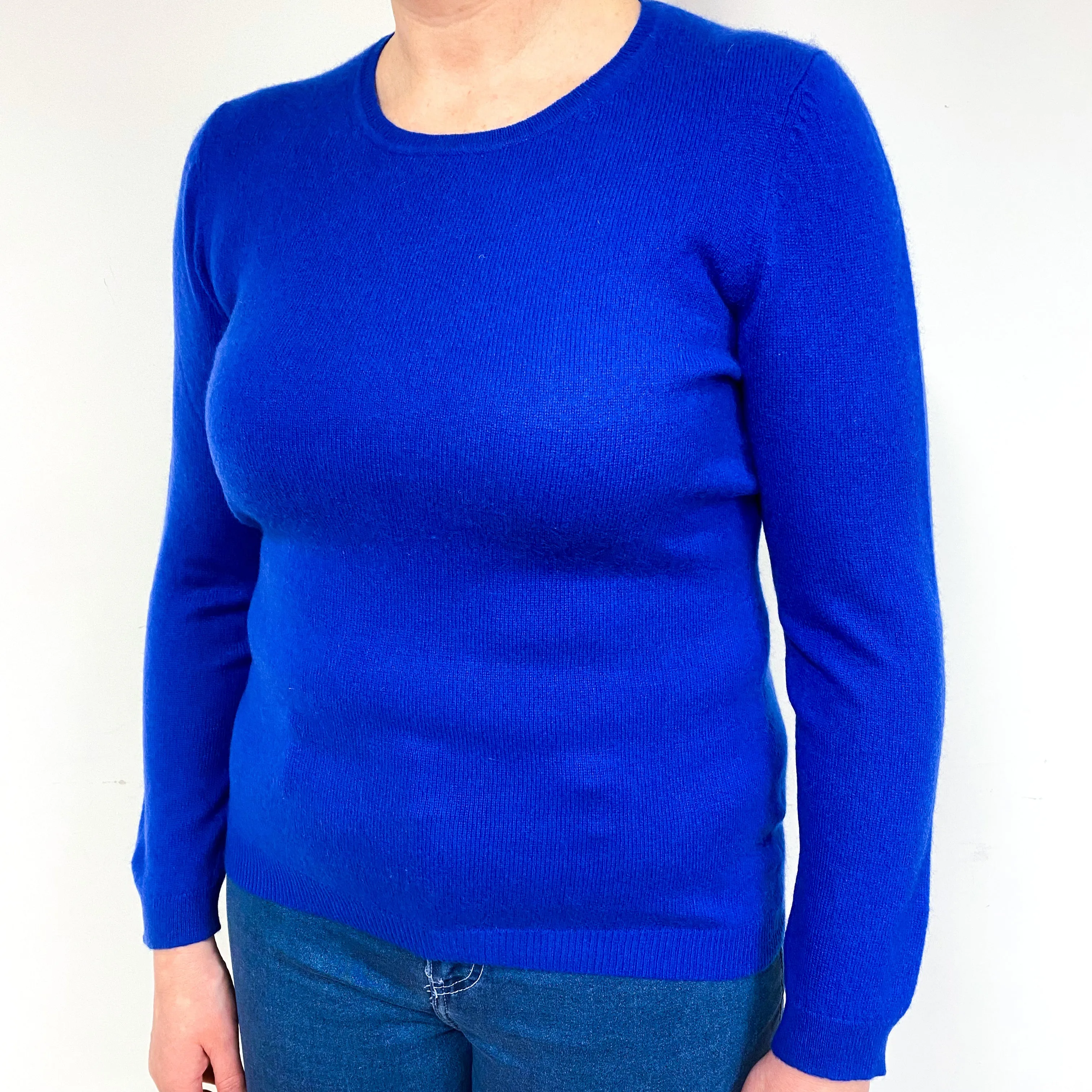 Cobalt Blue Cashmere Crew Neck Jumper Large