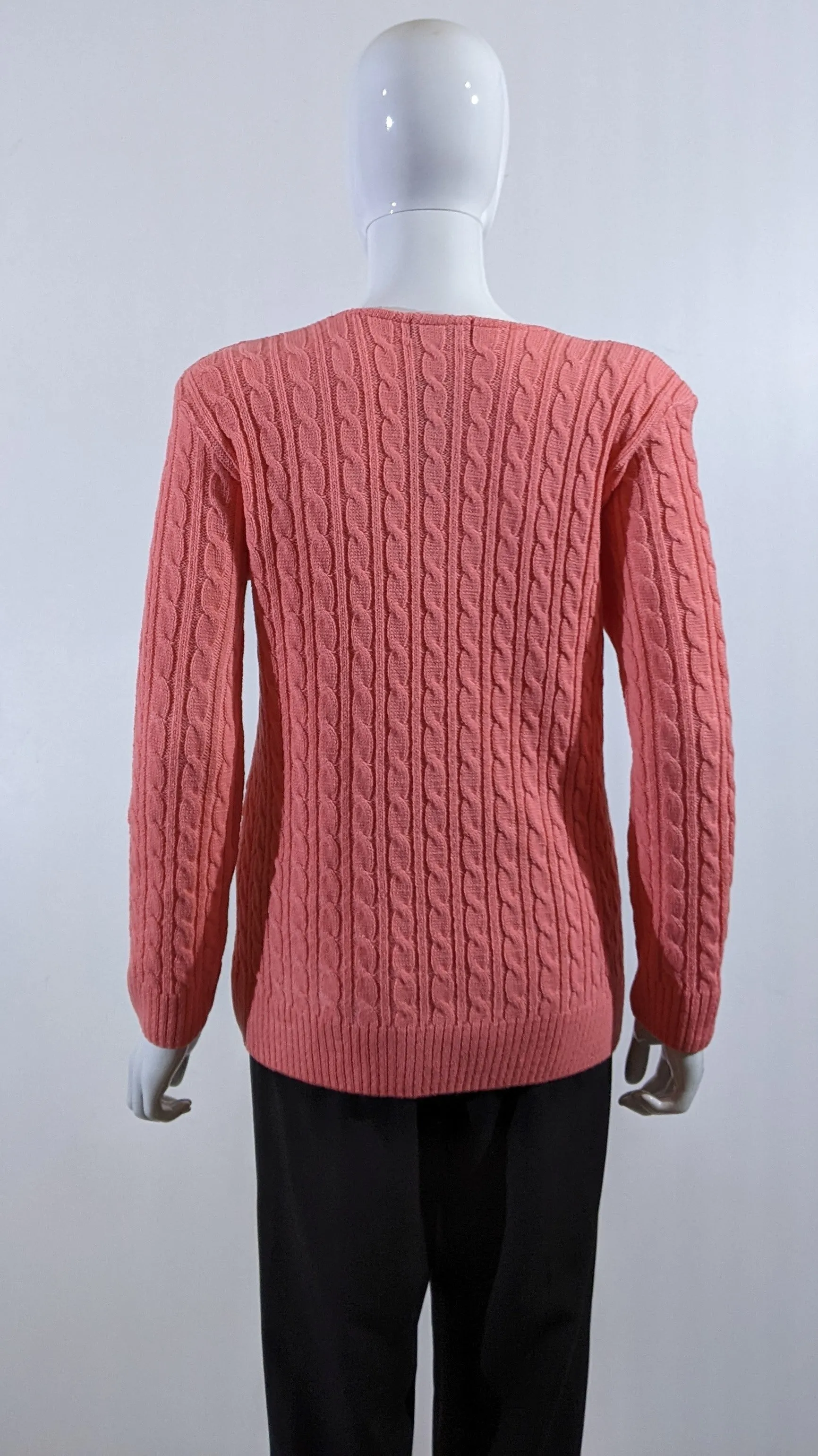 Coral V-Neck Cable Knit Jumper