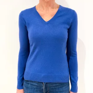 Cornflour Blue Cashmere V-Neck Jumper Small