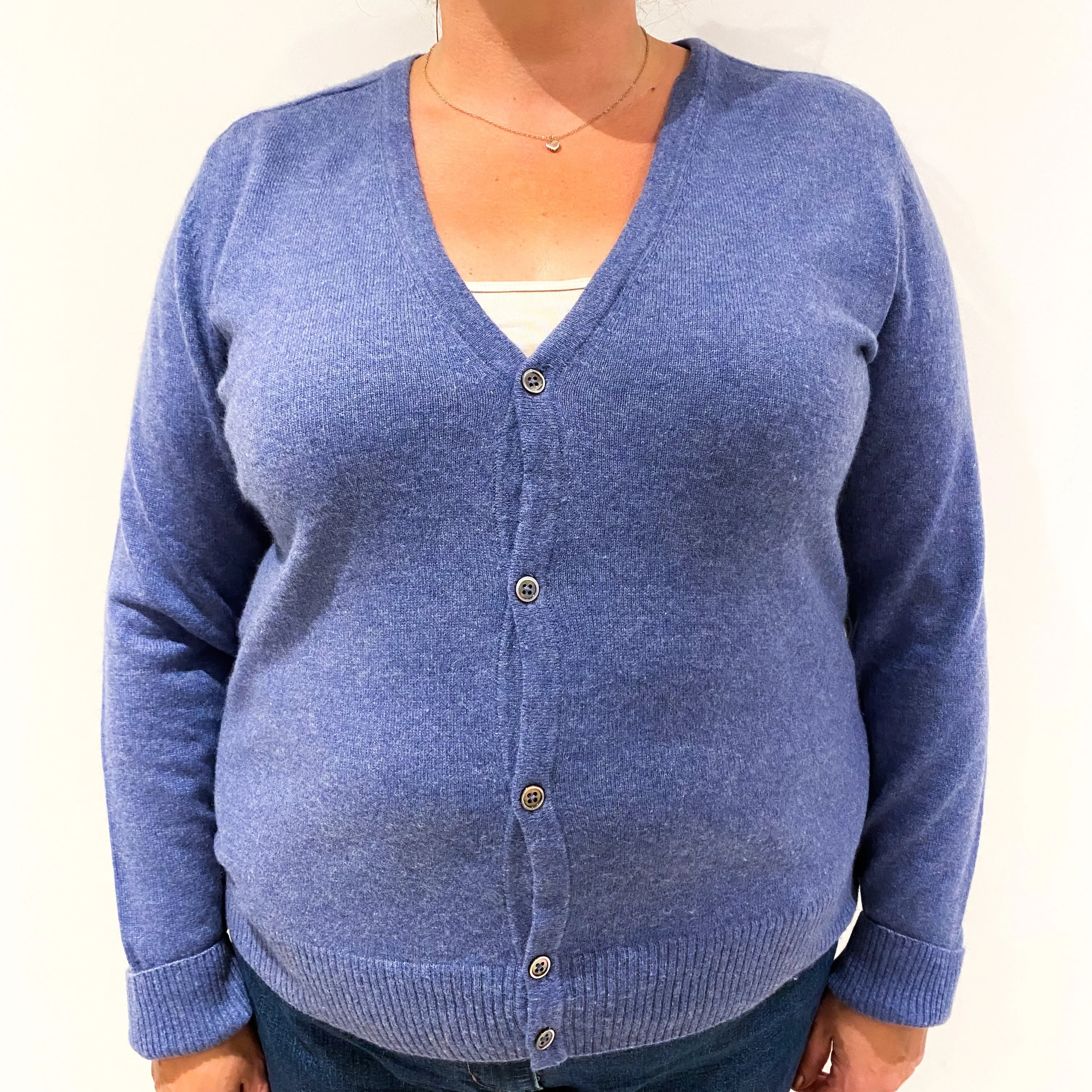 Cornflower Blue Cashmere Cardigan Extra Large