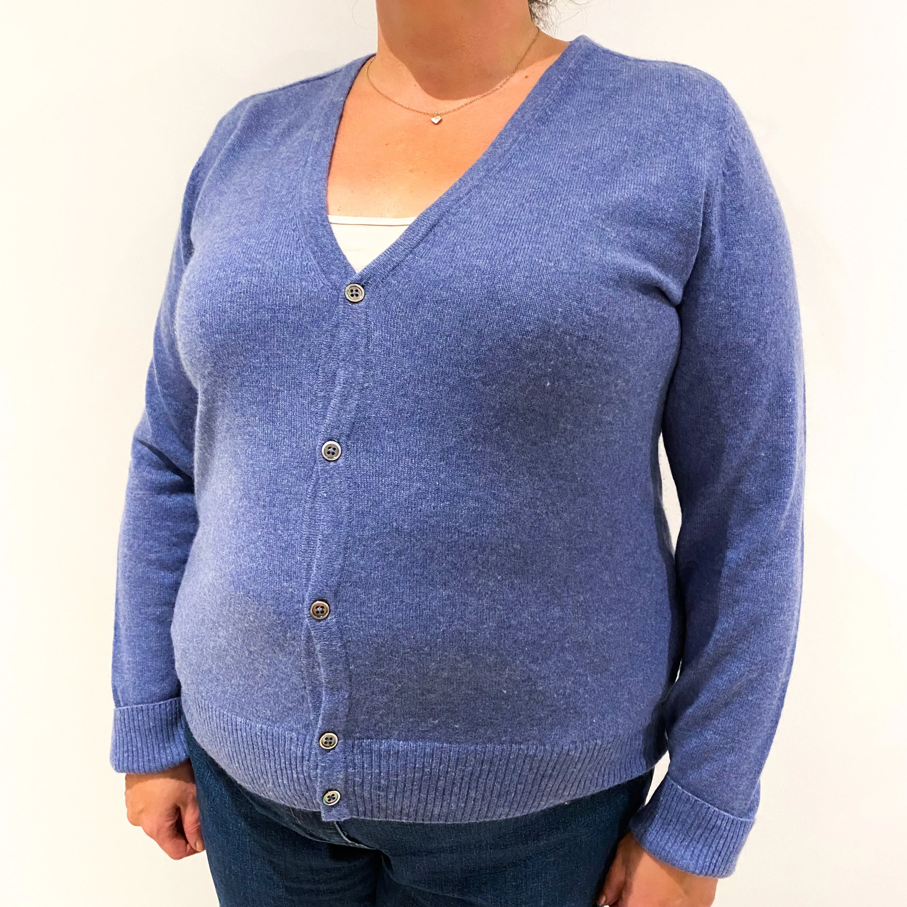 Cornflower Blue Cashmere Cardigan Extra Large