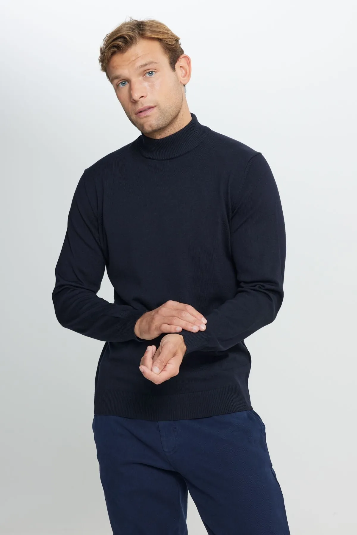 Cotton Standard Fit Normal Cut Half Fisherman Yaka Knitwear Sweater