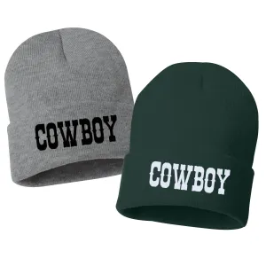 COWBOY Embroidered Cuffed Beanie Hat