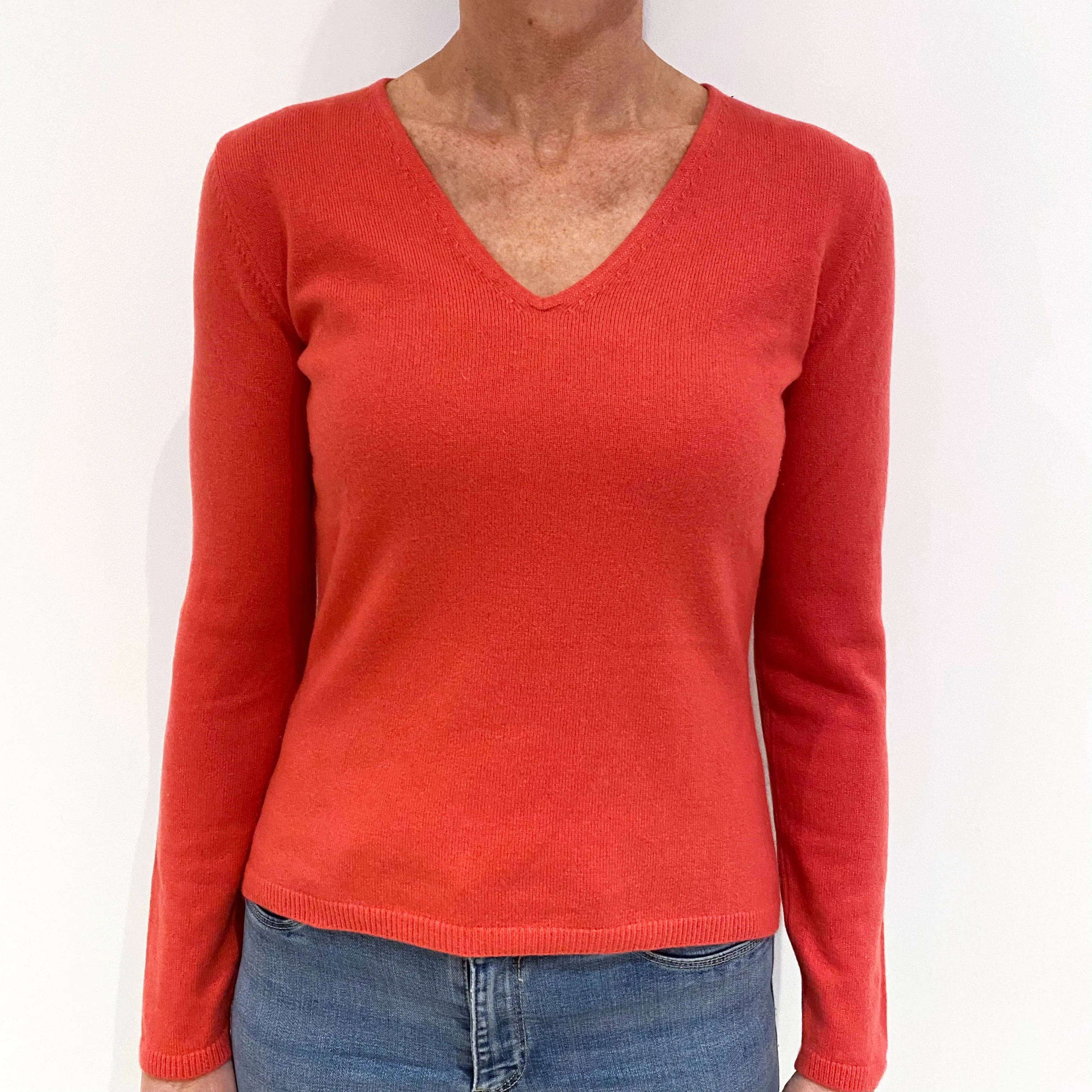 Cranberry Pink Cashmere V-Neck Jumper Small