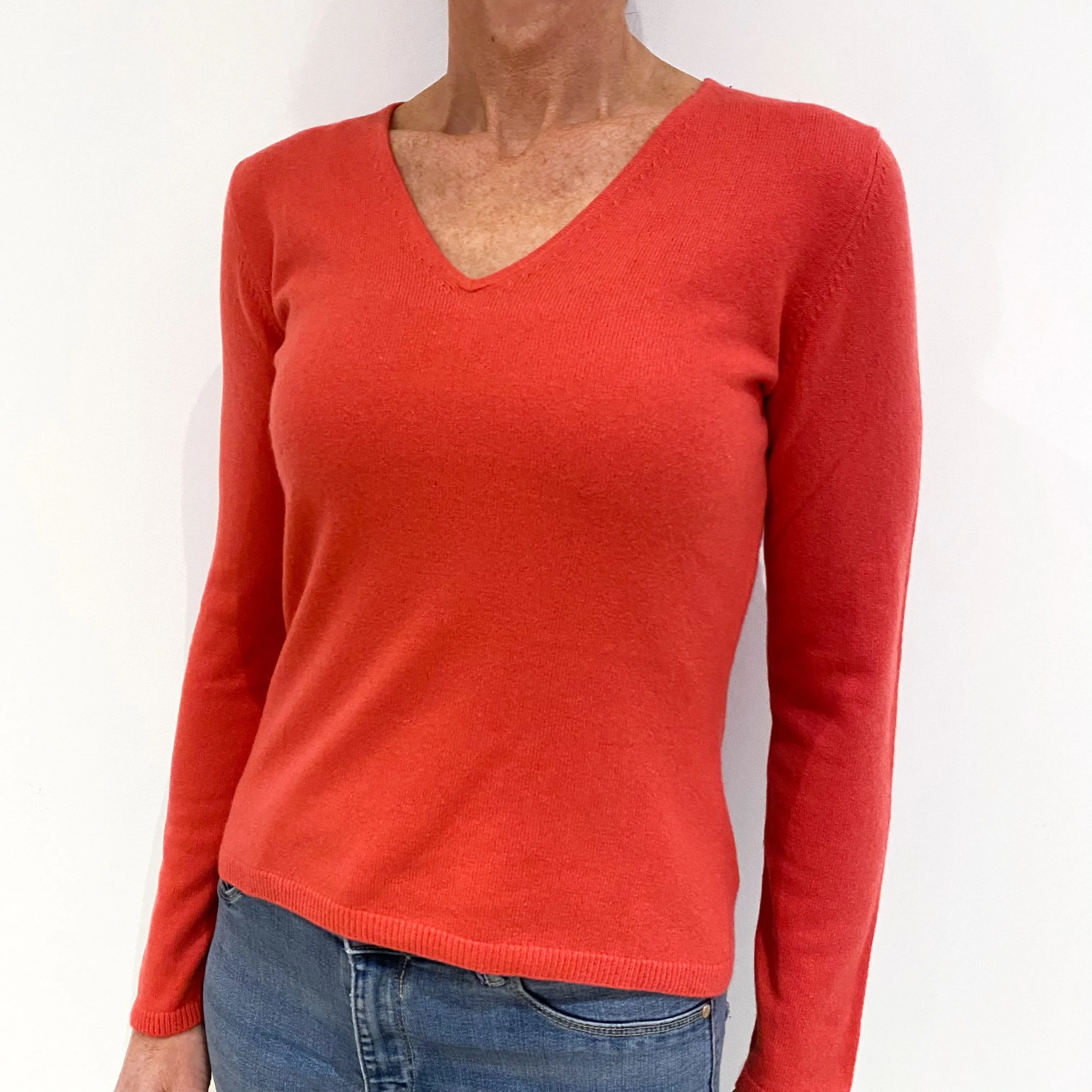 Cranberry Pink Cashmere V-Neck Jumper Small