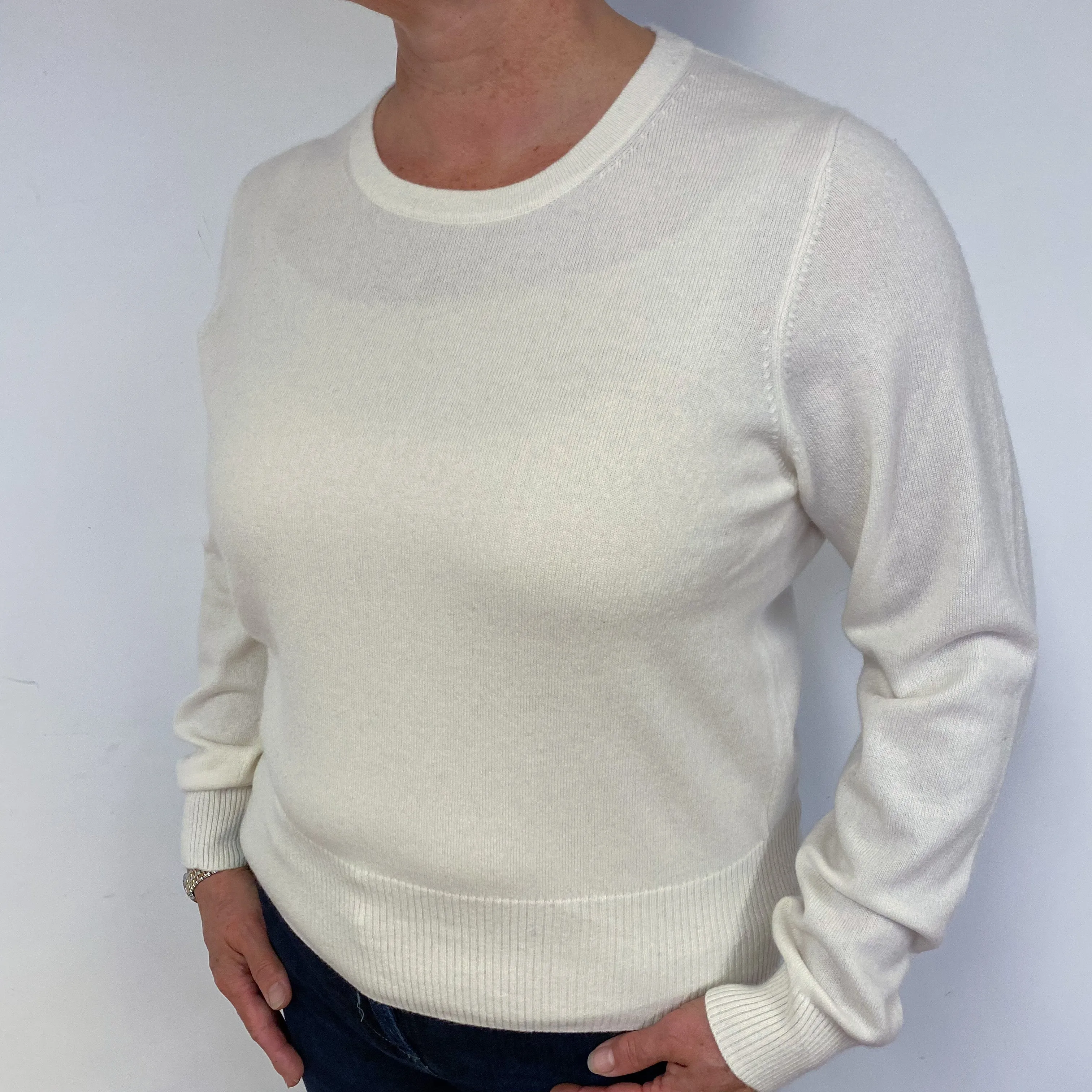 Cream Cashmere Crew Neck Jumper Large