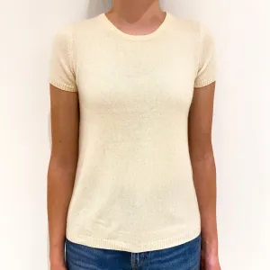 Cream Cashmere Crew Neck Short Sleeved Jumper Extra Small