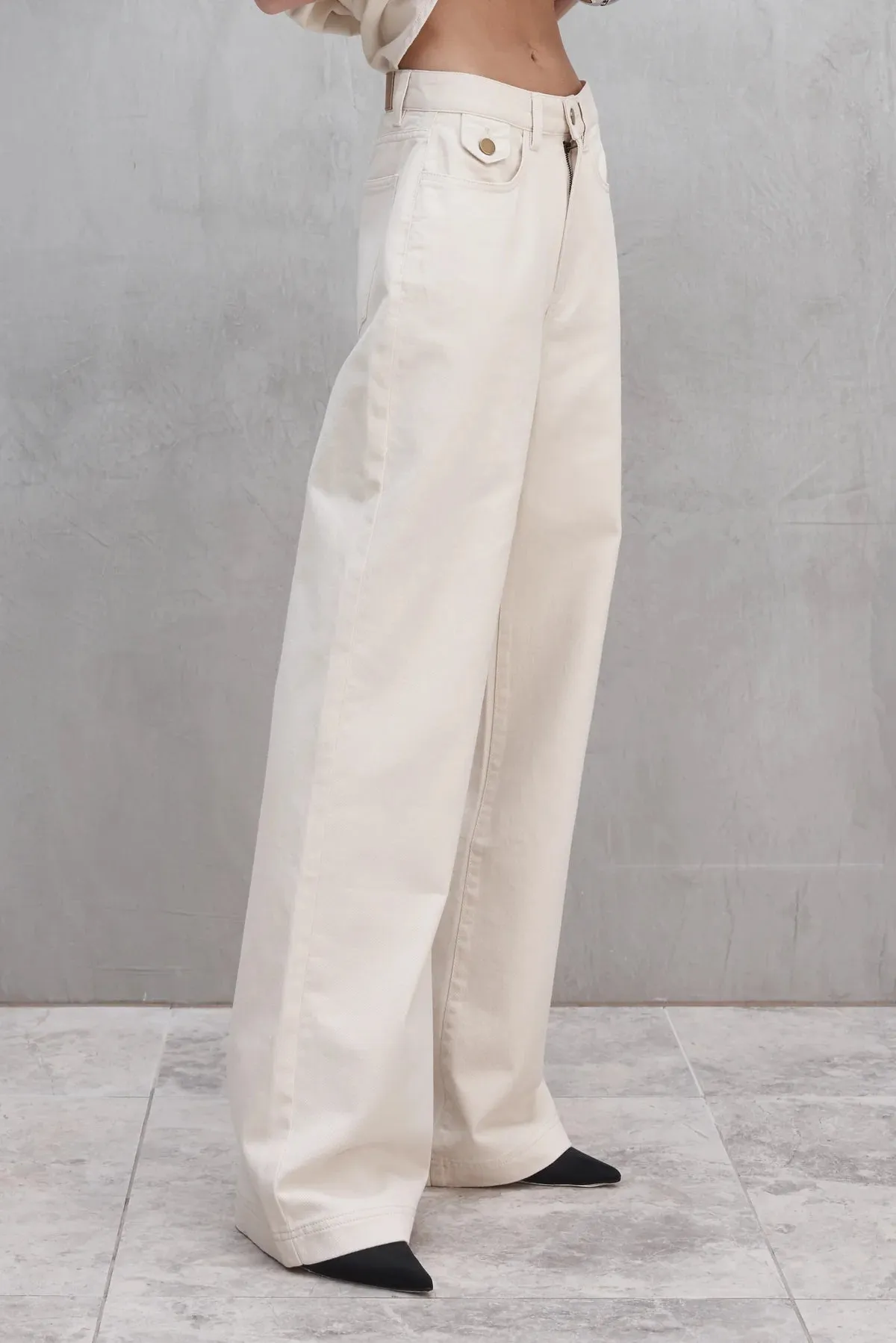 Cream Denim Pants