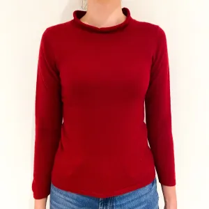 Crimson Red Cashmere Crew Neck Jumper Extra Small