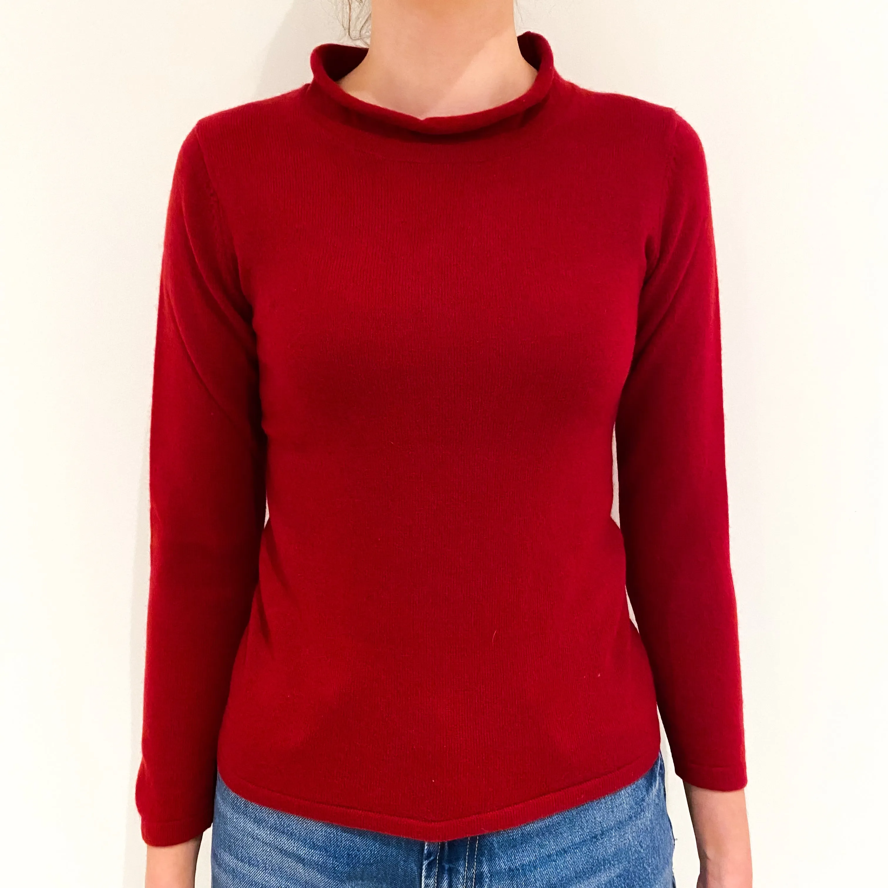 Crimson Red Cashmere Crew Neck Jumper Extra Small